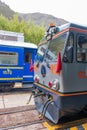 View of trains transporting from Cusco to the town of Aguas Calientes in Machu Picchu, Peru Royalty Free Stock Photo