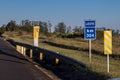 Emergency call SOS phone in Castello Branco Highway SP-280 on municipality of Aguas de Santa Barbara, Sao Paulo state, Brazil Royalty Free Stock Photo