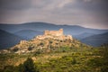 Aguilar Cathar Castle on a Cloudy Spring Day in Aude, France Royalty Free Stock Photo