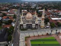 Agung Al-imam Mosque panorama view Largest Mosque in Majalengka. Ramadan and Eid Concept and noise cloud when sunset or sunrise