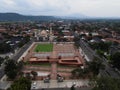 Agung Al-imam Mosque panorama view Largest Mosque in Majalengka. Ramadan and Eid Concept and noise cloud when sunset or sunrise