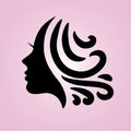 Salon Hair and beauty logo template silhouete woman potrait Royalty Free Stock Photo