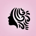 Salon Hair and beauty logo template silhouete woman potrait Royalty Free Stock Photo