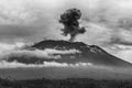 Agung volcano eruption view near rice fields, Bali Royalty Free Stock Photo