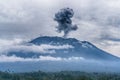 Agung volcano eruption view near rice fields, Bali Royalty Free Stock Photo