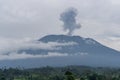 Agung volcano eruption view near rice fields, Bali Royalty Free Stock Photo