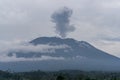 Agung volcano eruption view near rice fields, Bali Royalty Free Stock Photo