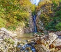 Waterfall on the river Agura. Sochi National Park. Russia. Royalty Free Stock Photo