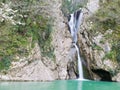 Agursky waterfall in early spring Royalty Free Stock Photo