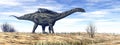 Agustinia dinosaur in the desert - 3D render Royalty Free Stock Photo