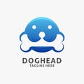 Dog head logo design with biting bone Royalty Free Stock Photo