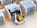 AGV picking parts from metal 3D printer