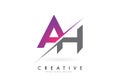 AH A H Letter Logo with Colorblock Design and Creative Cut