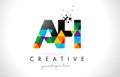 AH A H Letter Logo with Colorful Triangles Texture Design Vector