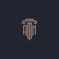AH initial logo monogram with pillar style design for law firm and justice company