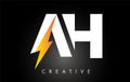 AH Letter Logo Design With Lighting Thunder Bolt. Electric Bolt Letter Logo Royalty Free Stock Photo