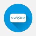 AHA and BHA icid icon on blue background. Flat image with long shadow. Layers grouped for easy editing illustration. For your Royalty Free Stock Photo