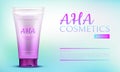 Aha cosmetic beauty product in pink tube container