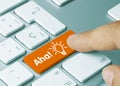 Aha! - Inscription on Orange Keyboard Key Royalty Free Stock Photo