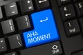 Aha Moment CloseUp of Blue Keyboard Keypad. 3D.