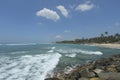 Ahangama beach in Sriu Lanka and waves on the shore the Indian O