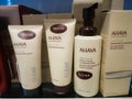 Ahava Deadsea mineral hand cream and AHAVA Deadsea Water body lotion at perfume and cosmetics store on February 10, 2020 in Russia