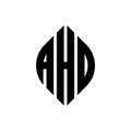 AHD circle letter logo design with circle and ellipse shape. AHD ellipse letters with typographic style. The three initials form a Royalty Free Stock Photo