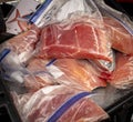 Ahi Tuna fillets on Ice at an open fish market