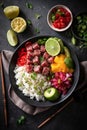 Ahi tuna poke bowl meal AI generated