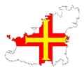 Guernsey Outline Silhouette Map With Inset Flag