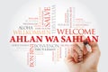 Ahlan Wa Sahlan Welcome in Arabic word cloud