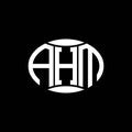 AHM abstract monogram circle logo design on black background. AHM Unique creative initials letter logo Royalty Free Stock Photo