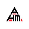 AHM triangle letter logo design with triangle shape. AHM triangle logo design monogram. AHM triangle vector logo template with red Royalty Free Stock Photo