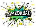 Ahmedabad Comic Text in Pop Art Style Isolated on White Background