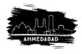 Ahmedabad India City Skyline Silhouette. Hand Drawn Sketch