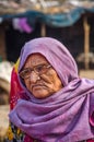 Close up of helpless old aged Indian muslim lady. Royalty Free Stock Photo