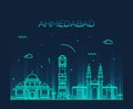 Ahmedabad skyline vector illustration linear
