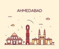 Ahmedabad skyline vector illustration linear