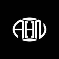 AHN abstract monogram circle logo design on black background. AHN Unique creative initials letter logo Royalty Free Stock Photo