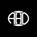 AHO abstract monogram circle logo design on black background. AHO Unique creative initials letter logo Royalty Free Stock Photo