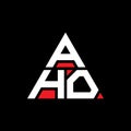 AHO triangle letter logo design with triangle shape. AHO triangle logo design monogram. AHO triangle vector logo template with red Royalty Free Stock Photo
