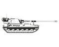 AHS Krab in abstract. Polish self-propelled artillery. Polish weapons. Poland army. Military armored vehicle