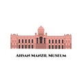 Ahsan Manzil flat cartoon design vector illustration. The official residential palace and seat of the Nawab of Dhaka in Bangladesh