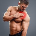 Ahtletic muscle man Heart pain Royalty Free Stock Photo