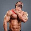 Ahtletic muscle man neck pain Royalty Free Stock Photo