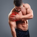Ahtletic muscle man Shoulder pain Royalty Free Stock Photo