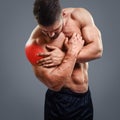 Ahtletic muscle man Shoulder pain Royalty Free Stock Photo