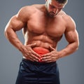 Ahtletic muscle man Stomach ache Royalty Free Stock Photo