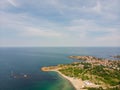 Ahtopol beach Bulgaria aerial view panorama. Royalty Free Stock Photo