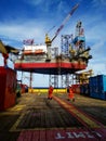 AHTS vessel stand by near oil platform